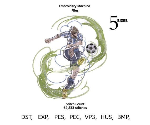 Soccer Player Embroidery Design | Sport Machine File (Digital Download)