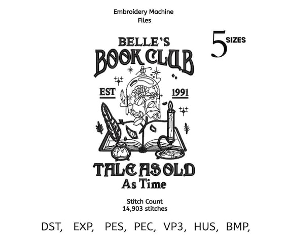 Vintage Book Club Embroidery Design | Fairy Tale Reading Embroidery | Machine Embroidery File | 5 Sizes | DST PES VP3