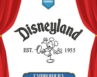 Diseño de bordado vintage de Disneyland / 5 tamaños (descarga instantánea)