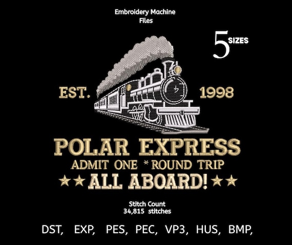 Polar Express Train Embroidery Design | Christmas Holiday (PES DST Files)