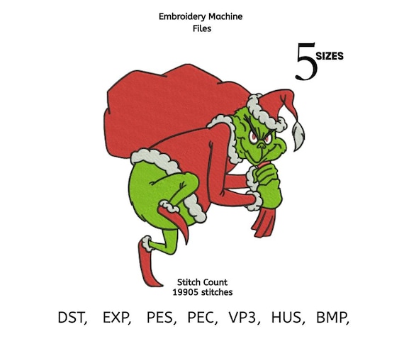 Green Christmas Mischief Embroidery Design | Santa Outfit | 4 sizes | Multiple Formats (Instant Download)