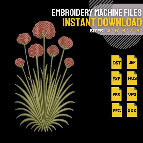 Botanical Grass Embroidery Design | Wildflower Plant Machine Embroidery File | Nature Floral Stitch | Instant Download