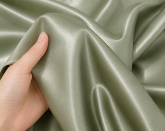 Sage Green Satin Fabric by the Yard, Boho Wedding Fabric, Soft Silky Satin for Garden Weddings and Bridesmaid Dresses
