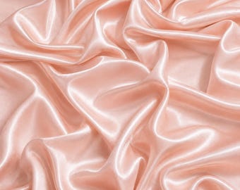 Blush Pink Satin Fabric by the Yard, Luxury Prom Dress Fabric, Soft Stretch Satin for Evening Gowns and Formal Wear