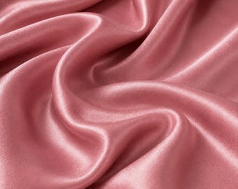 Dusty Rose Satin Fabric by the Yard, Luxury Stretch Satin for Bridesmaid Dresses, Wedding Gowns and Bridal Sewing