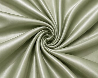 Sage Green Satin Fabric by the Yard, Luxury Stretch Satin for Bridesmaid Dresses, Wedding Gowns and Bridal Sewing