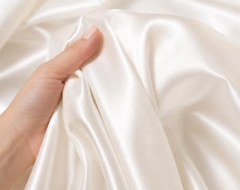 Pearl Satin Fabric by the Yard, Bridal Satin Fabric, Wedding Dress Fabric,Luxury Satin for Gowns, Tablecloth Fabric, 58/60 Inch Wide