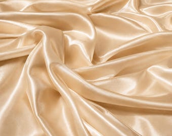 Champagne Satin Fabric by the Yard, Luxury Wedding Decor Fabric, Soft Silky Satin for Table Runners, Backdrops and Events