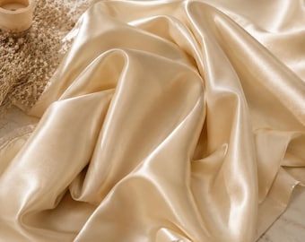 Stretch Satin Fabric by the Yard, 192 Shades Silky Shiny Bridal Satin for Wedding Dresses, Bridesmaid & Prom Evening Gown Material