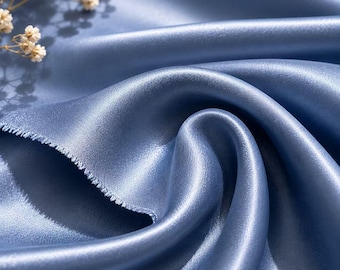 Dusty Blue Satin Fabric by the Yard, Luxury Silky Satin Material,Å Draping Bridal Fabric, Bridesmaid Dress Fabric, Prom Gown Fabric, 58/60