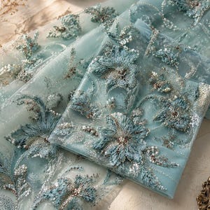 aqua beaded embroidered maxi dress GLS by Gloria GL3029 Prom Dress - Aqua main image 1