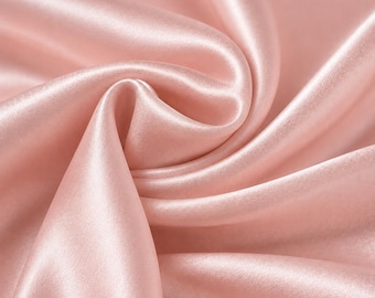 Blush Pink Satin Fabric by the Yard, Stretch Satin for Bridesmaid Dresses, Soft Silky Wedding Fabric, Bridal Dress Material, 58/60 Inch Wide