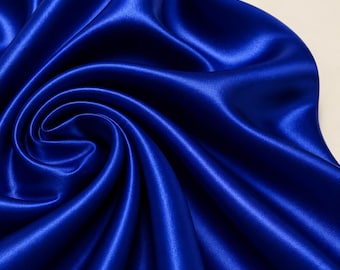 Blue Satin Fabric by the Yard, Luxury Satin Material, Prom Dress Fabric, Pageant Gown Fabric, Evening Wear Fabric, Tablecloth Fabric, 58/6
