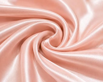 Blush Pink Satin Fabric by the Yard, Bridesmaid Dress Fabric, Luxury Silky Stretch Satin for Wedding Gowns and Bridal Sewing