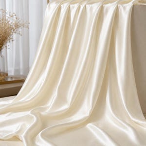 Ivory Satin Fabric by the Yard, Wedding Decoration Fabric, Luxury Draping Fabric for Events, Backdrops and Table Styling