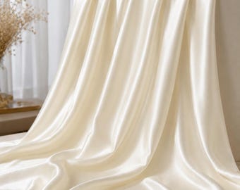 Ivory Satin Fabric by the Yard, Wedding Decoration Fabric, Luxury Draping Fabric for Events, Backdrops and Table Styling