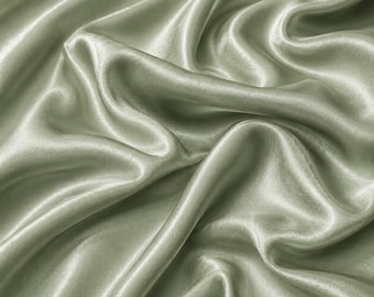 Sage Green Satin Fabric by the Yard, Stretch Satin for Bridesmaid Dresses, Soft Silky Wedding Fabric, 58/60 Inch Wide