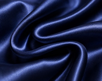 Navy Blue Satin Fabric by the Yard, Stretch Satin Fabric, Bridesmaid Dress Fabric, Prom Gown Material, Wedding Satin Fabric, 58/60 Inch