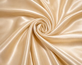 Champagne Satin Fabric by the Yard, Luxury Wedding Dress Fabric, Bridal Silky Stretch Satin for Elegant Bridal Gowns