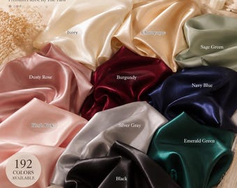 192 Colors Stretch Satin Fabric by the Yard, Shiny Silky Bridal Satin, Wedding Dress Fabric, Bridesmaid Prom Evening Gown Material