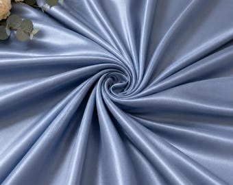 Dusty Blue Stretch Satin Stoff Meterware, Luxus Satin für Abschlussball Kleider, Abendkleider und formelle Kleidung Nähen