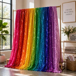 Veelkleurige regenboog paillettenstof op maat gesneden, glittergaasstof voor feestachtergrond, tafelloper, evenementdecoratie, doe-het-zelf naaiprojecten