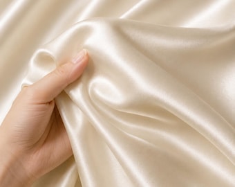 Satin Fabric by the Yard, Luxury Bridal, Wedding Dress Fabric, Soft Ivory Satin Material, Bridesmaid Dress Fabric, Tablecloth Fabric, 58/60