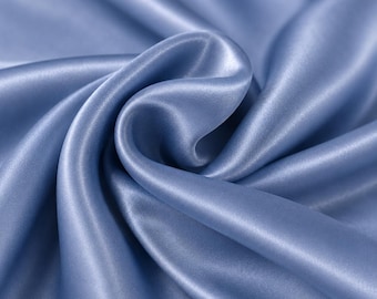 Dusty Blue Satin Fabric by the Yard, Stretch Satin for Bridesmaid Dresses, Wedding Dress Fabric, Soft Silky Fabric, 58/60 Inch Wide