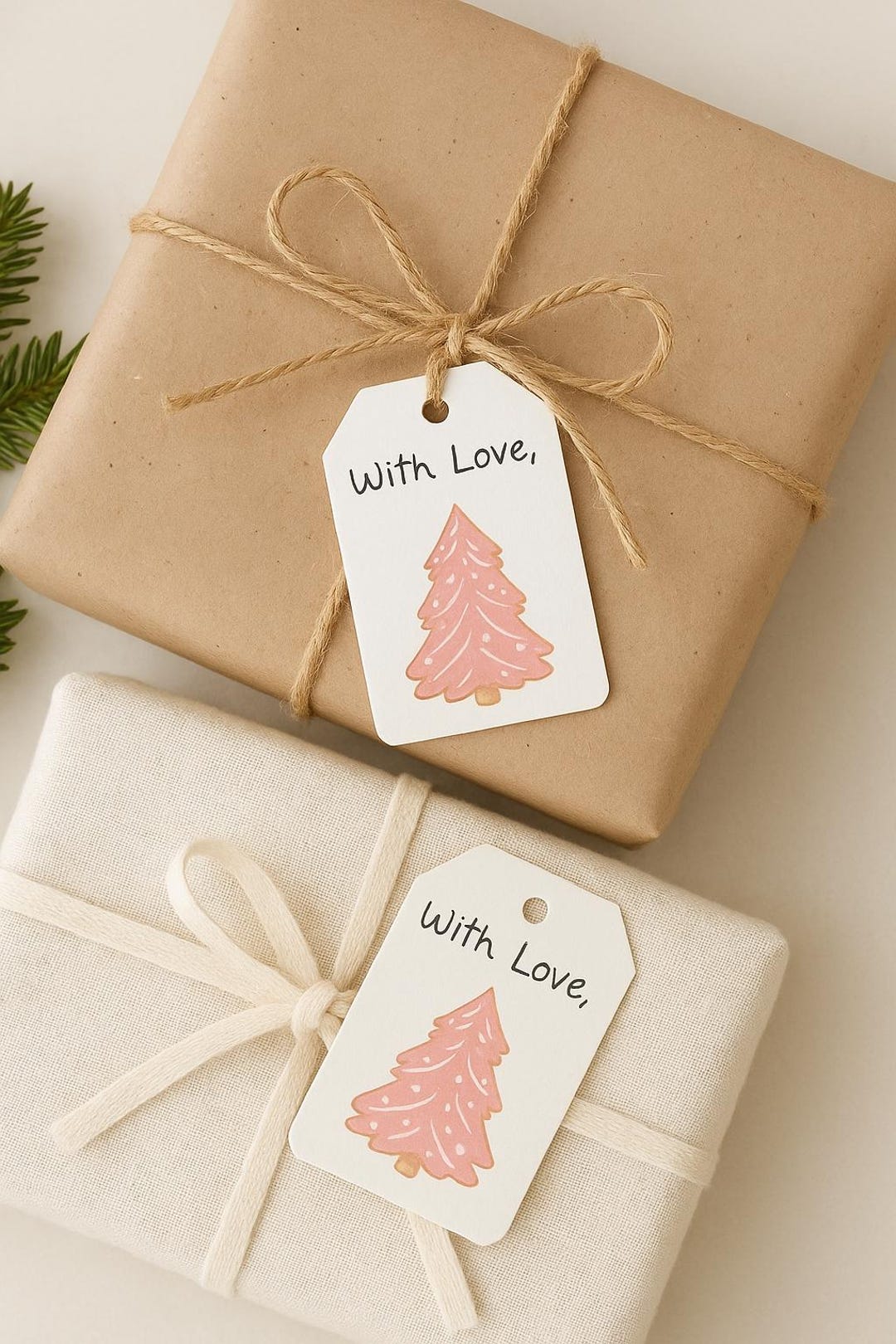 Printable Pink Christmas Tree Gift Tag | Anthropologie-inspired Holiday ...