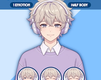 Male PNGTuber Model | Premade PNGTuber Male | VeadoTube Model | Cute PNG Tuber Model | Vtuber Model, Twitch Avatar, GIFTuber, M85 - Noa