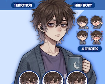 Modelo masculino PNGTuber / PNGTuber masculino prefabricado / Modelo VeadoTube / Modelo PNG Tuber lindo / Modelo Vtuber, emoticonos de Twitch, GIFTuber, M73 - Kenzo