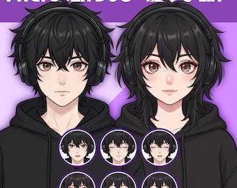 Male and Female Duo PNGTuber Model | Premade PNGTuber | VeadoTube Model | Cute PNG Tuber Model, Vtuber Model, Twitch Avatar, D01 - Leo & Lia