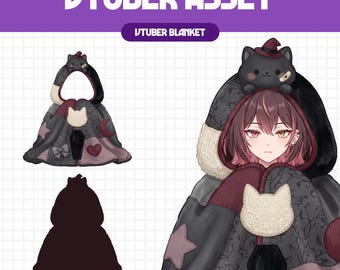 Vtuber Asset - Cat Blanket | Gothic Streaming Assets | Twitch Accessories | PNGTuber, Vtuber Accessory, Stream Assets, #BL06