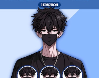 Male PNGTuber Model | Premade PNGTuber Male | VeadoTube Model | Cute PNG Tuber Model | Vtuber Model, Twitch Avatar, GIFTuber, M45 - Riku