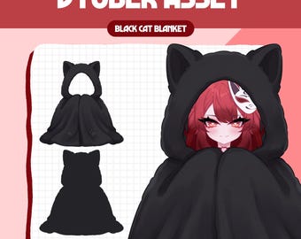 Vtuber Asset - Black Cat Blanket | Streaming Assets | Twitch Accessories | PNGTuber, GifTuber, Vtuber Accessory, Stream Assets, #BL01