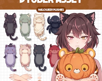 Vtuber Asset - Halloween Plushies | Streaming Assets | Twitch Accessories | PNGTuber, GifTuber, Vtuber Accessory, Stream Assets, #PL02