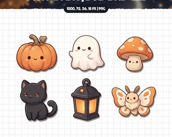 Cute Pumpkin Twitch Badges | Halloween Object Subscriber & Bit Badges | Autumn VTuber Badge Pack