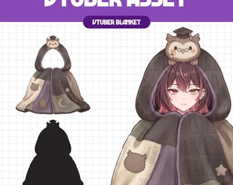 Vtuber Asset - Owl Blanket | Gothic Streaming Assets | Twitch Accessories | PNGTuber, Vtuber Accessory, Stream Assets, #BL06