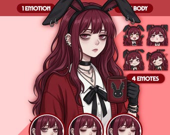 Modelo PNGTuber femenino / Chica PNGTuber prefabricada / Modelo VeadoTube / Modelo PNG Tuber lindo / Modelo Vtuber, Emotes de Twitch, GIFTuber, TF04 - Nomi