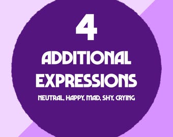 4 expressions supplémentaires - Modèle PNGTuber | Commission de la Tuberculose | Tubercule PNG personnalisé | Modèle Vtuber | Tube GIF | Réactif Discord | Avatar Twitch