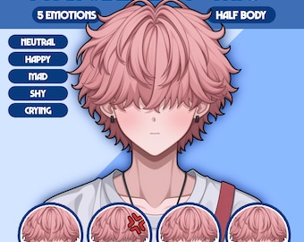Male PNGTuber Model | Premade PNGTuber Male | VeadoTube Model | Cute PNG Tuber Model | Vtuber Model, Twitch Avatar, GIFTuber, M52 - Mio
