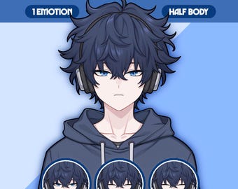 Modelo PNGTuber masculino / Modelo PNGTuber prefabricado masculino / Modelo VeadoTube / Modelo PNG Tuber adorable / Modelo Vtuber, Avatar de Twitch, GIFTuber, M51 - Shoji