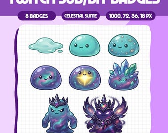 Himmlische Schleim Twitch Badges | Niedliche Twitch Sub Badges | Animal Bit Badges | Discord Abzeichen | Kanalpunkte-Icon | Stream-Assets, B8