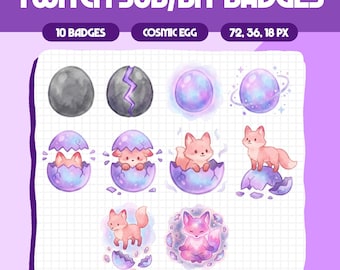 Cosmic Egg Twitch Abzeichen | Niedliche Twitch Sub Badges | Animal Bit Badges | Discord Abzeichen | Kanalpunkte-Icon | Stream-Assets, B5