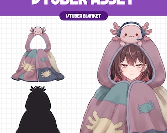 Vtuber Asset - Axolotl Blanket | Cute Streaming Assets | Twitch Accessories | PNGTuber, Vtuber Accessory, Stream Assets, #BL04