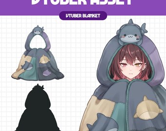Vtuber Asset - Shark Blanket | Cute Streaming Assets | Twitch Accessories | PNGTuber, Vtuber Accessory, Stream Assets, #BL04