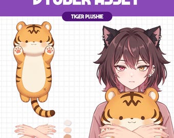 Vtuber Asset - Tiger Plushie | Streaming Assets | Twitch Accessories | PNGTuber, GifTuber, Vtuber Accessory, Stream Assets, #PL01