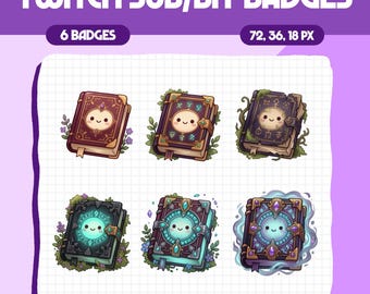 Insignias de Twitch de Arcane Grimoire / Insignias de suscriptor de Twitch adorables / Paquete de insignias de bits de animales / Insignias de Discord / Icono de puntos de canal / Recursos para transmisiones, B14