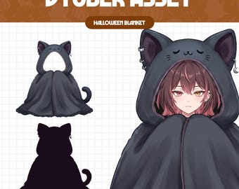 Vtuber Asset - Black Cat Blanket | Halloween Streaming Assets | Twitch Accessories | PNGTuber, Vtuber Accessory, Stream Assets, #BL02