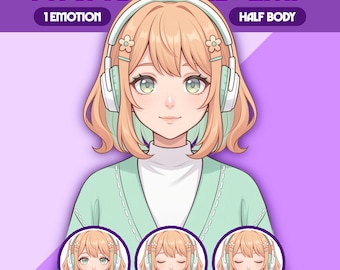 Female PNGTuber Model | Premade PNGTuber Girl | VeadoTube Model | Cute PNG Tuber Model | Vtuber Model, Twitch Avatar, GIFTuber, F115 - Emi